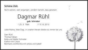 Anzeige von Dagmar Rühl von MGO