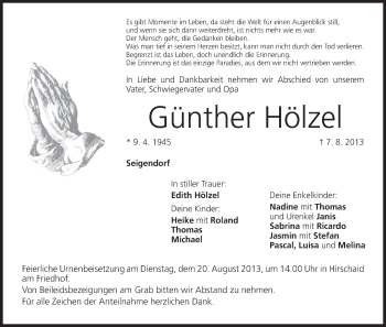 Anzeige von Günther Hölzel von MGO