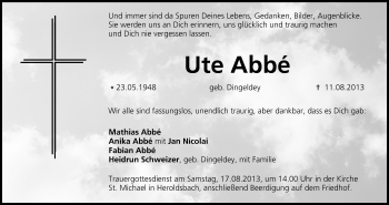 Anzeige von Ute Abbé von MGO