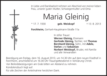 Anzeige von Maria Gleinig von MGO