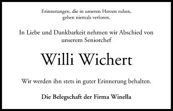 Anzeige von Willi Wichert von MGO