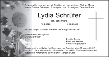 Anzeige von Lydia Schrüfer von MGO