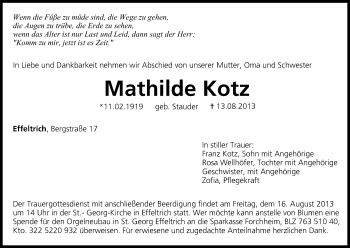 Anzeige von Mathilde Kotz von MGO