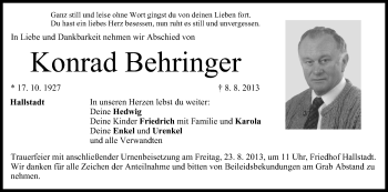 Anzeige von Konrad Behringer von MGO