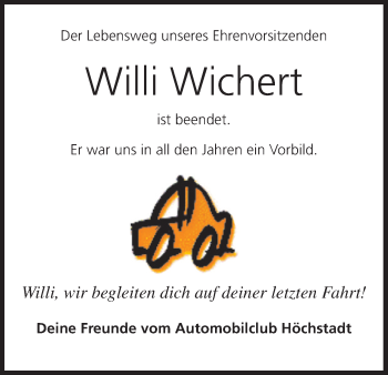 Anzeige von Willi Wichert von MGO
