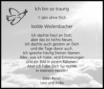 Anzeige von Isolde Weilersbacher von MGO