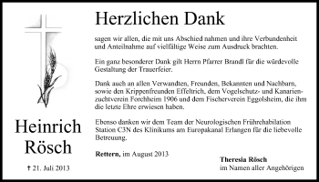 Anzeige von Heinrich Rösch von MGO