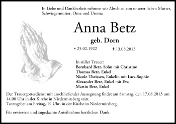 Anzeige von Anna Betz von MGO
