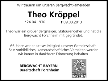 Anzeige von Theo Kröppel von MGO