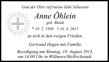 Anzeige von Anne Öhlein von MGO