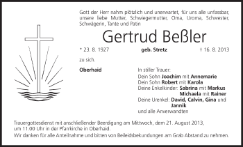 Anzeige von Gertrud Beßler von MGO