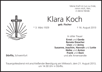 Anzeige von Klara Koch von MGO