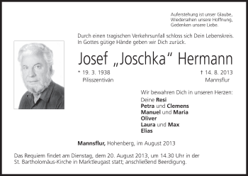 Anzeige von Josef Hermann von MGO