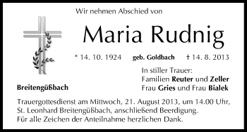 Anzeige von Maria Rudnig von MGO