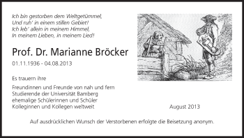 Anzeige von Marianne Bröcker von MGO