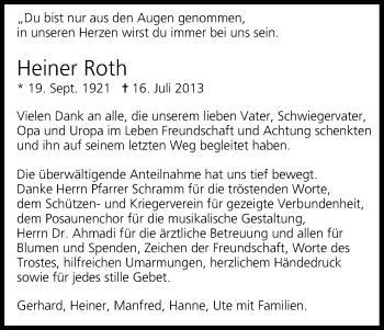 Anzeige von Heiner Roth von MGO