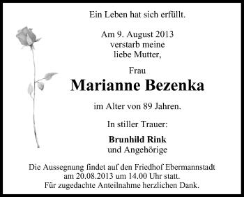 Anzeige von Marianne Bezenka von MGO