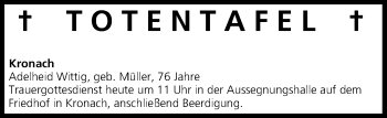 Anzeige von Totentafel vom 17.08.2013 von MGO