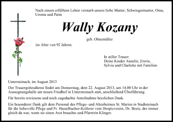 Anzeige von Wally Kozany von MGO