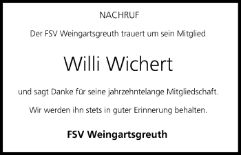 Anzeige von Willi Wichert von MGO