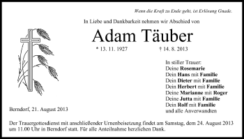 Anzeige von Adam Täuber von MGO
