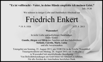 Anzeige von Friedrich Enkert von MGO