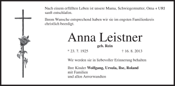 Anzeige von Anna Leistner von MGO