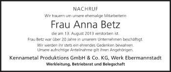 Anzeige von Anna Betz von MGO