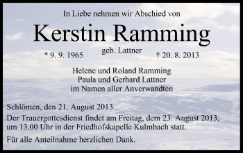 Anzeige von Kerstin Ramming von MGO