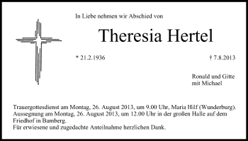 Anzeige von Theresia Hertel von MGO