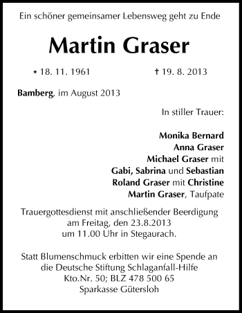 Anzeige von Martin Graser von MGO