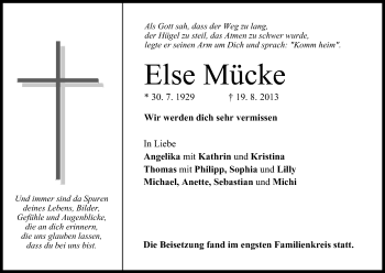 Anzeige von Else Mücke von MGO