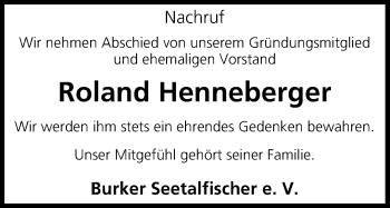Anzeige von Roland Henneberger von MGO