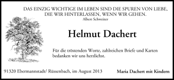 Anzeige von Helmut Dachert von MGO