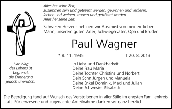 Anzeige von Paul Wagner von MGO