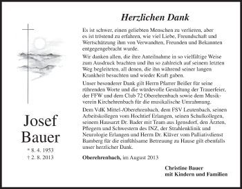 Anzeige von Josef Bauer von MGO