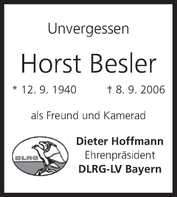 Anzeige von Horst Besler von MGO