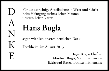 Anzeige von Hans Bugla von MGO