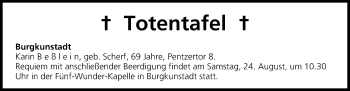 Anzeige von Totentafel vom 24.08.2013 von MGO