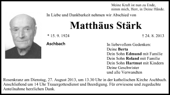 Anzeige von Matthäus Stärk von MGO