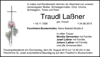 Anzeige von Traudl Laßner von MGO