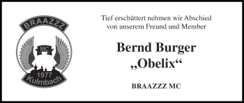 Anzeige von Bernd Burger von MGO
