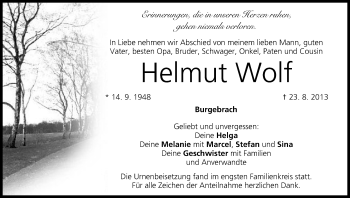 Anzeige von Helmut Wolf von MGO