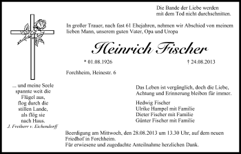 Anzeige von Heinrich Fischer von MGO