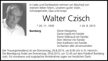 Anzeige von Walter Czisch von MGO