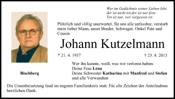Anzeige von Johann Kutzelmann von MGO