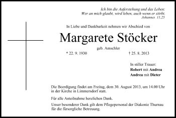 Anzeige von Margarete Stöcker von MGO