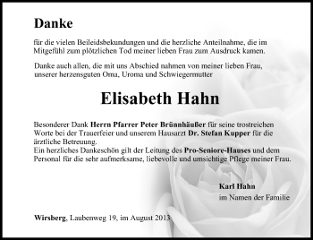 Anzeige von Elisabeth Hahn von MGO
