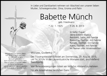 Anzeige von Babette Münch von MGO