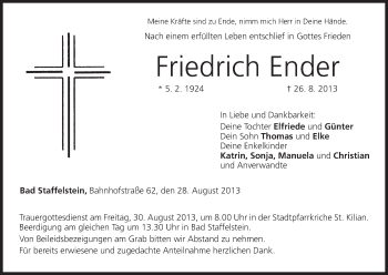 Anzeige von Friedrich Ender von MGO